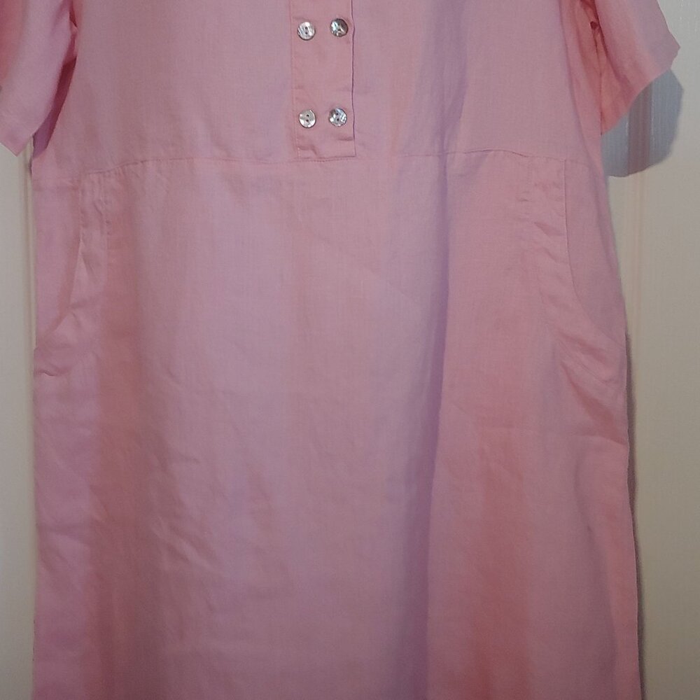 Grae Cove Baby Link Linen Peter Pan Collar S-Sleeve Lagenlook Cottage Dress XXL - Picture 5 of 14